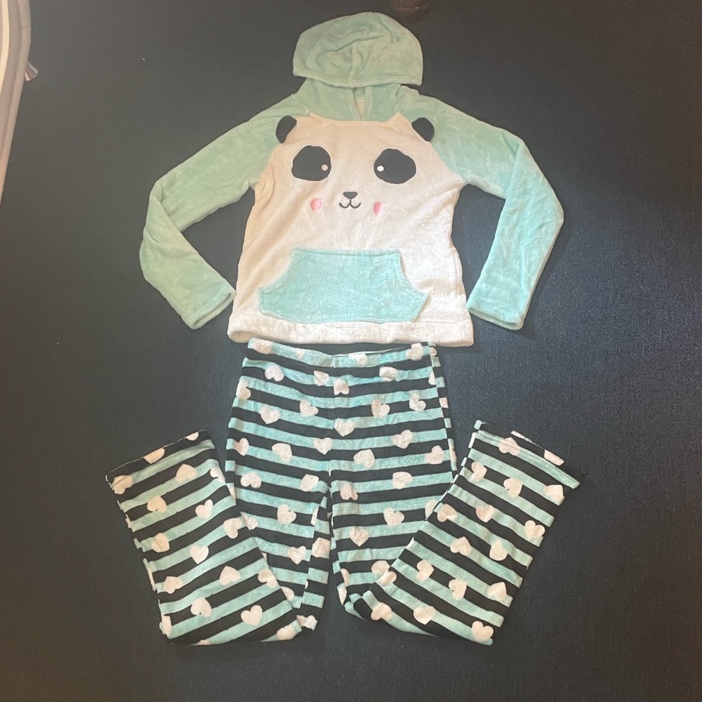 Panda Kids Pajamas Set - Mint and White